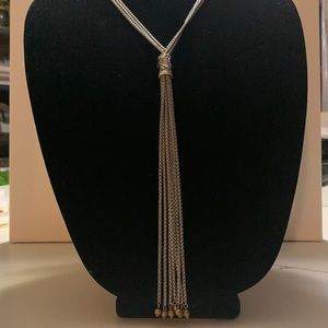 Chicos silver tassel necklace. 12” to tassel drop.